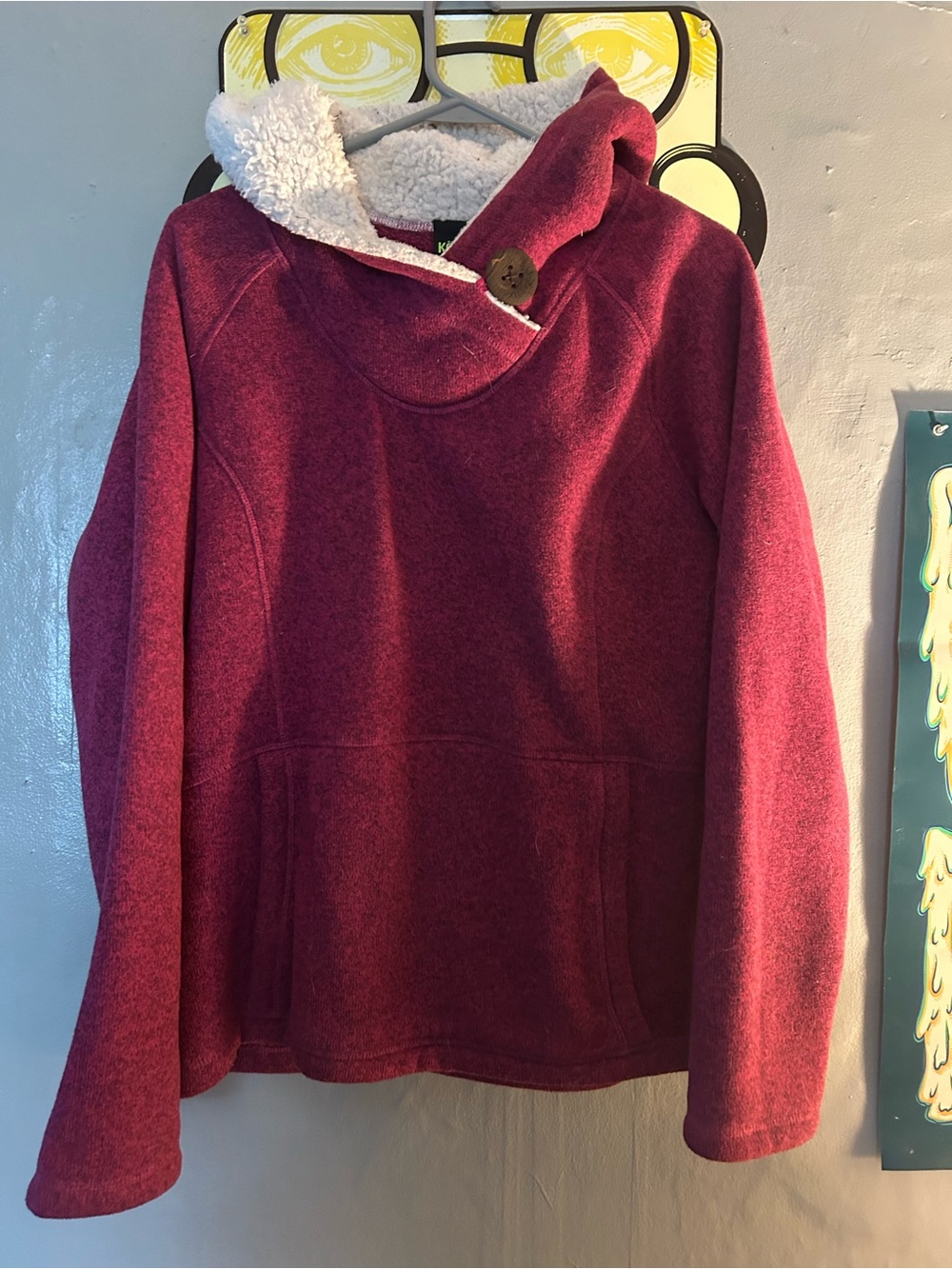 Koppen Women's Maroon Hooded Sherpa-Lined Pullover